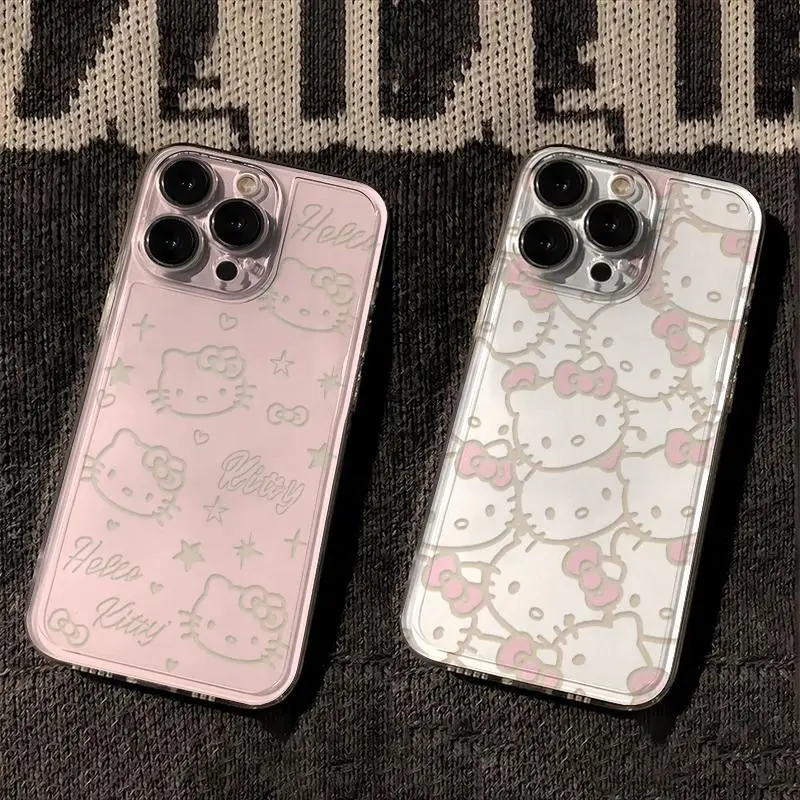 

MINISO Sanrio Hello Kitty крутой полноэкранный чехол для телефона IPhone 15 14 Pro Max Y2K прекрасный противоударный чехол