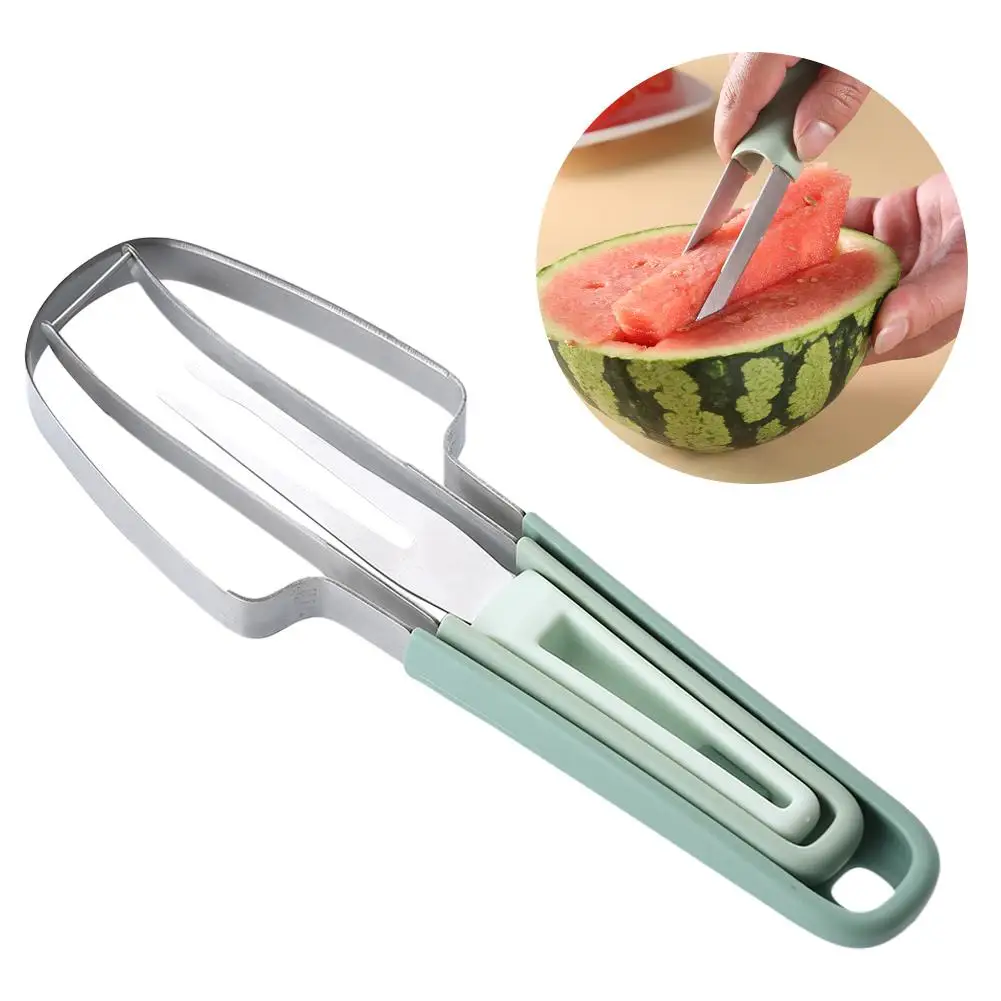 수박 커터 과일 조각 칼, 다기능 멜론 포크 슬라이서 도구, 야영 주방 가제트, 여름, 3 in 1 수박 커터 과일 조각 칼, 다기능 멜론 포크 슬라이서 도구, 야영 주방 가제트, 여름, 3 in 1