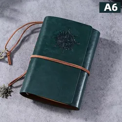 Vintage Leather Traveler's Journal with Replaceable Kraft Paper Inserts - Compact 13x9cm Size (Green - M)