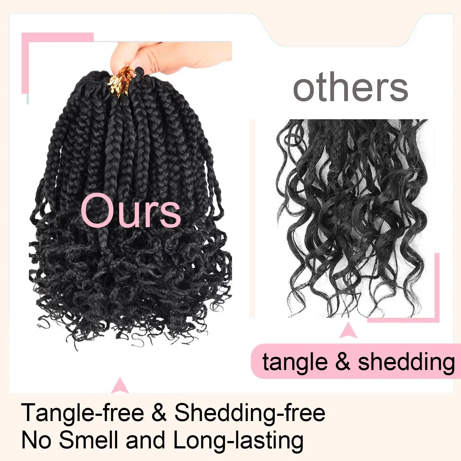 Crochet Hair Extensions Synthetic Box Braids Crochet Hair Black Women Curly Ends Pre Looped Soft 3X Crochet Braids Hair Extensions