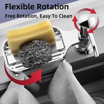 ที่จ่ายสบู่ล้างจานแบบติดอ่างล้างจานพร้อมถาด ตะขอ ท่อต่อ และที่วางน้ำยาล้างจาน 1