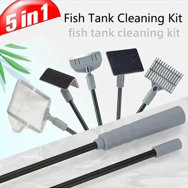 Aquarium Cleaner Fish Tank Net Scraper Accessories Multifunctional Aquarium Fish Tanks Cleaning Tools Kit Algae Tank Cleaner Set 2