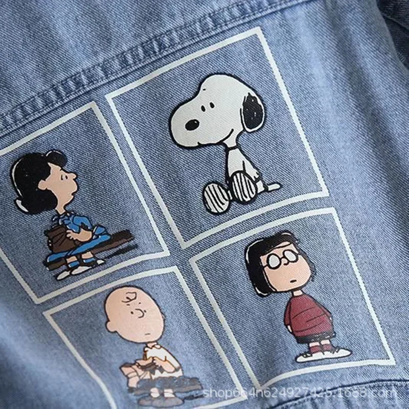 snoopy Baby Denim Jacket 2024 Spring New Children's Clothing Boys and Girls Top Cartoon coat  Denim Top Long Sleeve 4