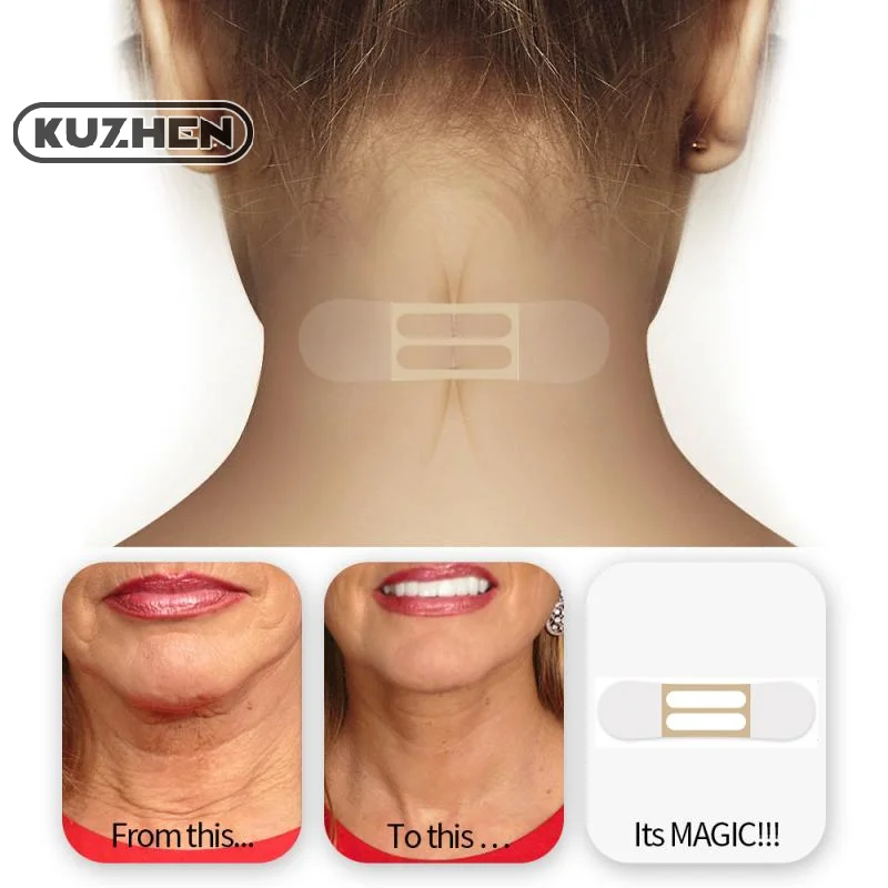 10Pcs 목 리프팅 패치 방수 탄력 보이지 않는 페이딩 목 주름 접착 스티커 페이스 리프트 테이프 탄성 밴드
