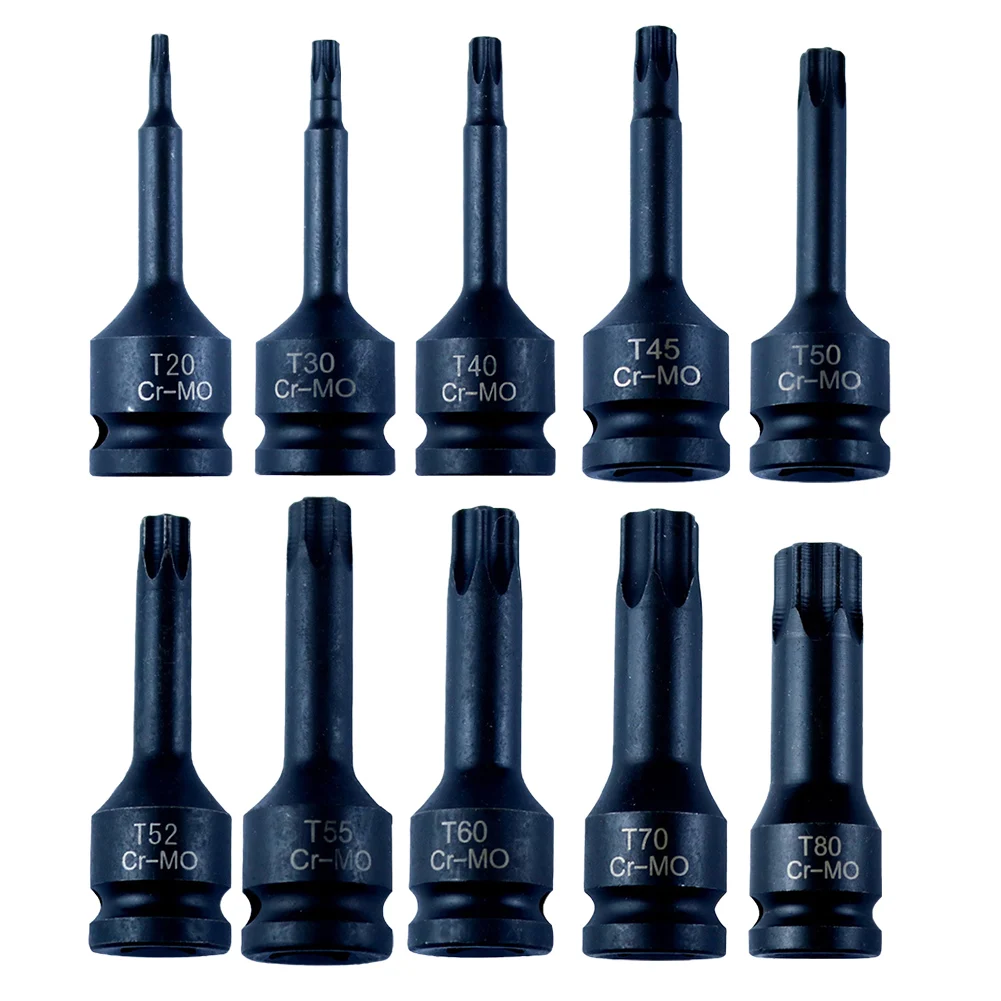 

Professional Automotive Tools 10pcs Drive Impact Torx Star Bit Socket Sets T20T80 Socket Bits Long Service Life