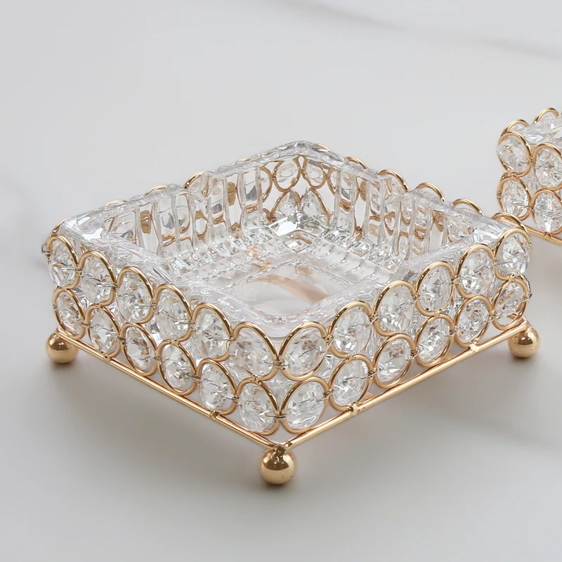 European Glass Ashtray Ashtray Hand Beaded Decorative Living Room Ashtrays Modern Dining Room Desktop Ash Tray Home Decoration