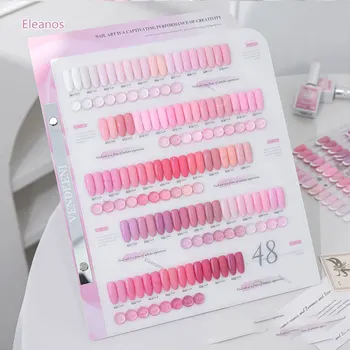 High Saturation Nude Pink Gel Polish Pastel 48Pcs Set With Color Card Soak Off UV Led Gel 15ml Fine Glitter Cherry Pink Gel 15ml