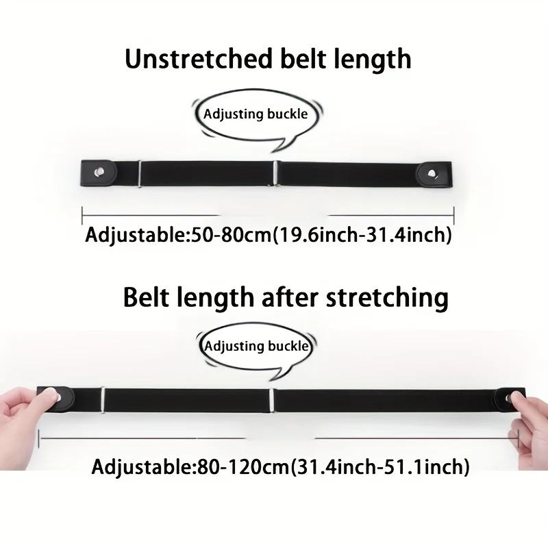 Simple Fashionable Women's No Buckle Stretch Elastic Waist Belt Men Woven Invisible Lazy Belt Length Adjustable，For Jeans、Dress
