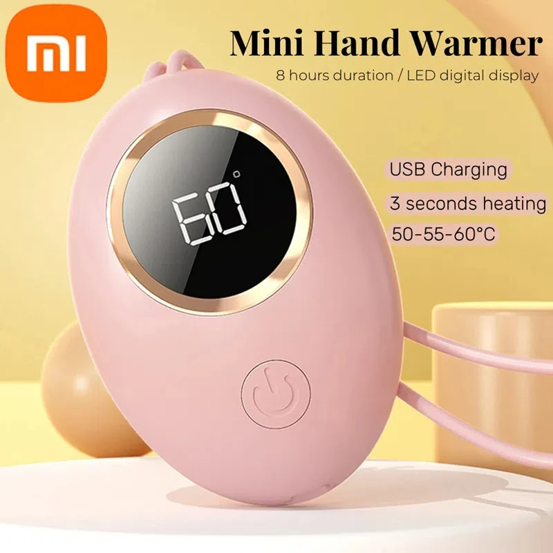 Portable Hand Warmer Xiaomi Portable Travel Mini Hand Warmer USB Charging Temperature Digital Display Long-Lasting Warmth Good Gift For Christmas