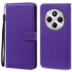 Luxurious Soft Silicone PU Leather Wallet Flip Case with Stand and Book Cover Design for Redmi 14C 4G (Dark Purple)