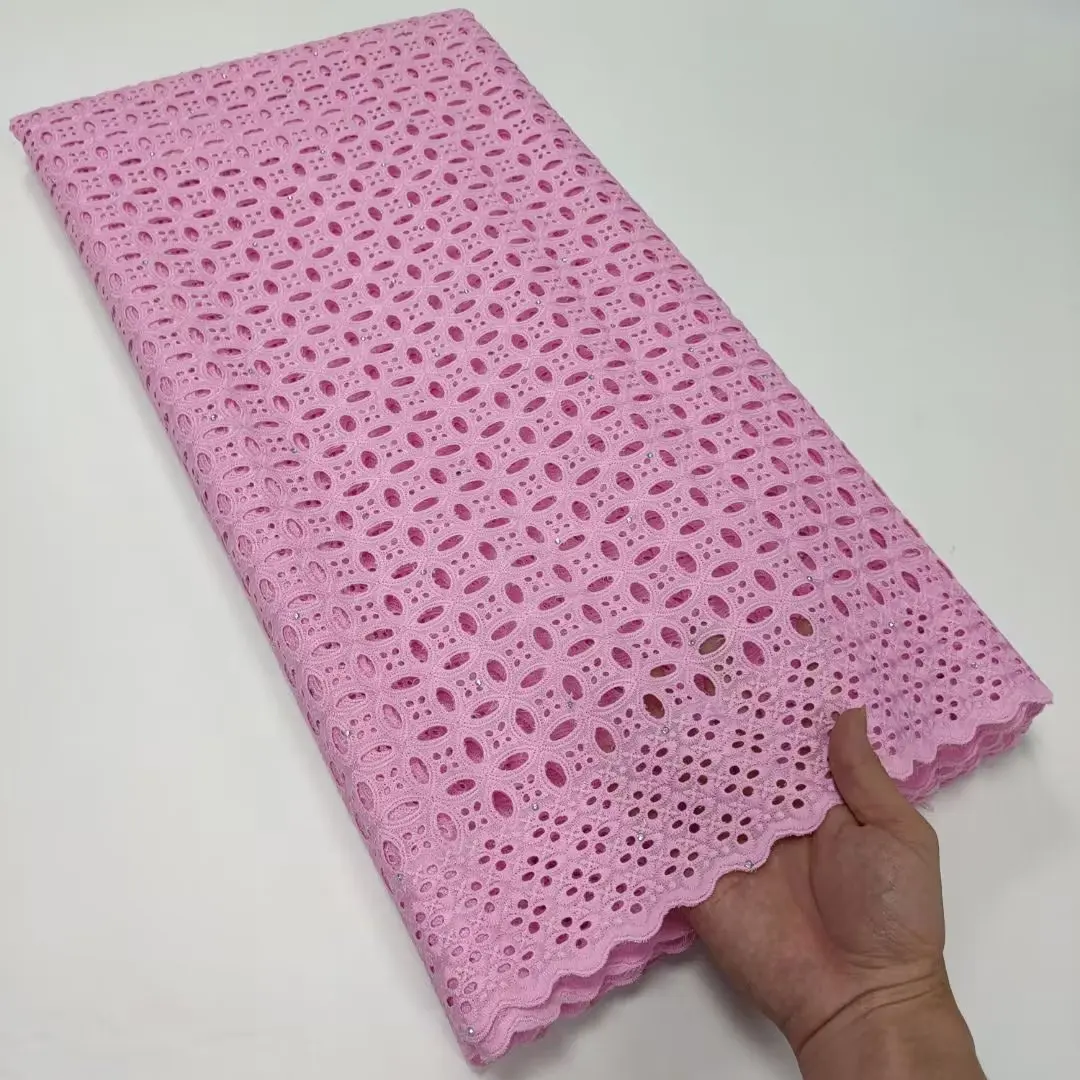 

Latest Design 100% Cotton African Lace Fabric High Quality White Nigerian Swiss Voile In Switzerland for Dress Party