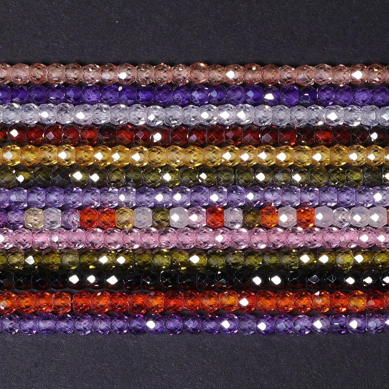 

4x3.5mm Faceted Cubic Zirconia Rhinestone Beads Multicolor Zircon Round Loose Beads For Jewelry Making Beadwork DIY Bracelets