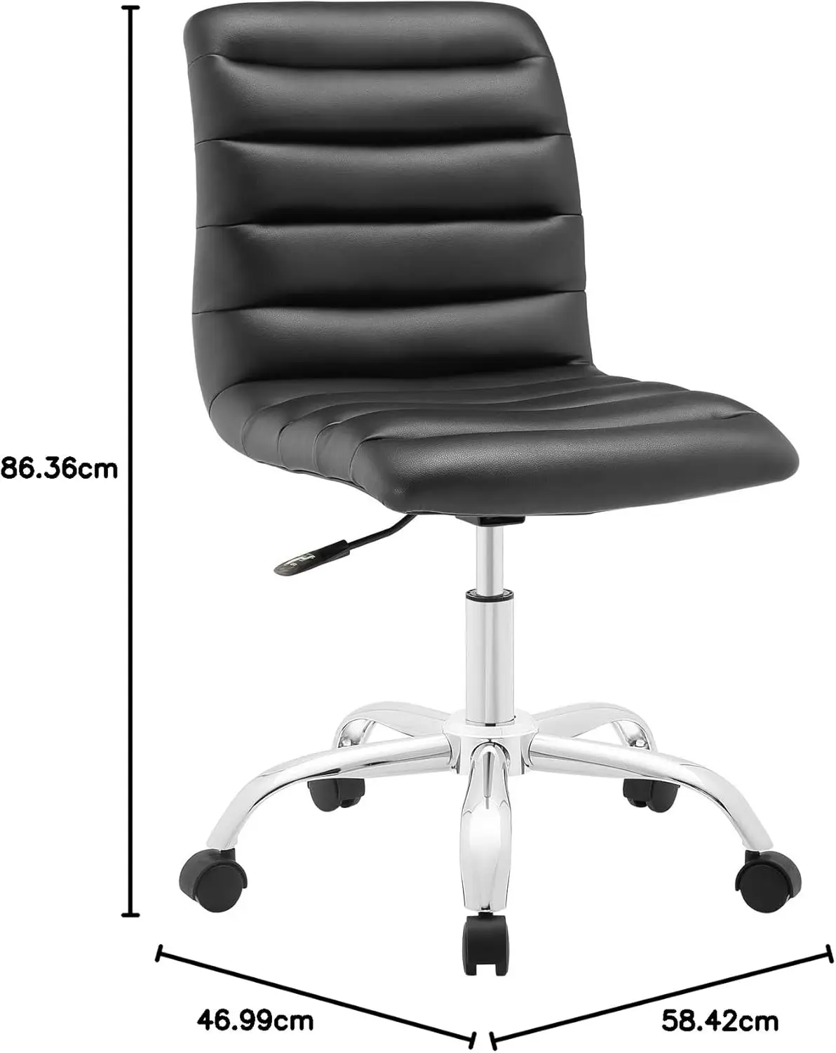 Modway Ripple Ribbed Armless Mid Back Swivel Computer Desk Office Chair In Black 3