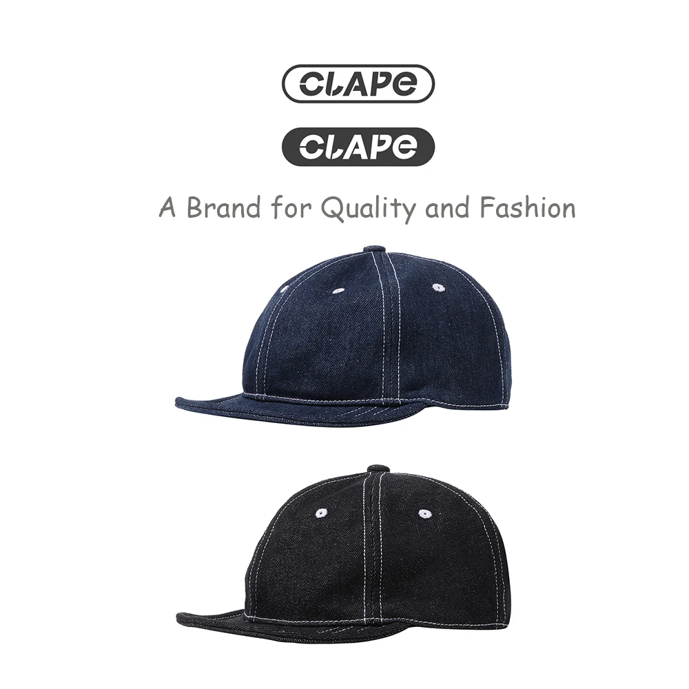 

Clape Short Brim Baseball Cap Flip Brim Hip Hop Snapback Cap Denim Cotton Dad Hat Gorras Hombre Casual Sun Cap Low Profile Cap