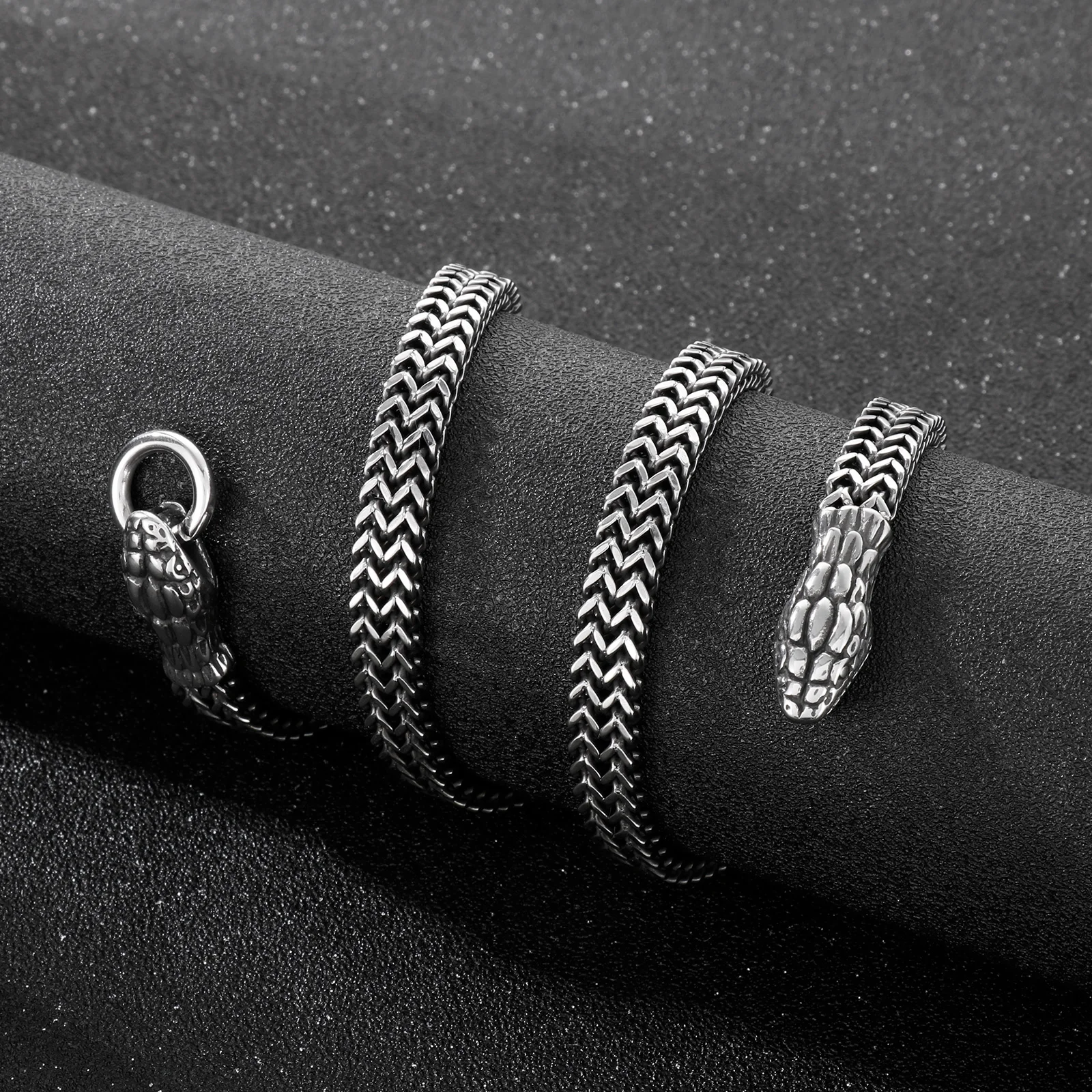 

Domineering Punk Snake Braided Chain Necklace Trend Metal Stainless Steel 80CM Long Accessories Men's Jewelry