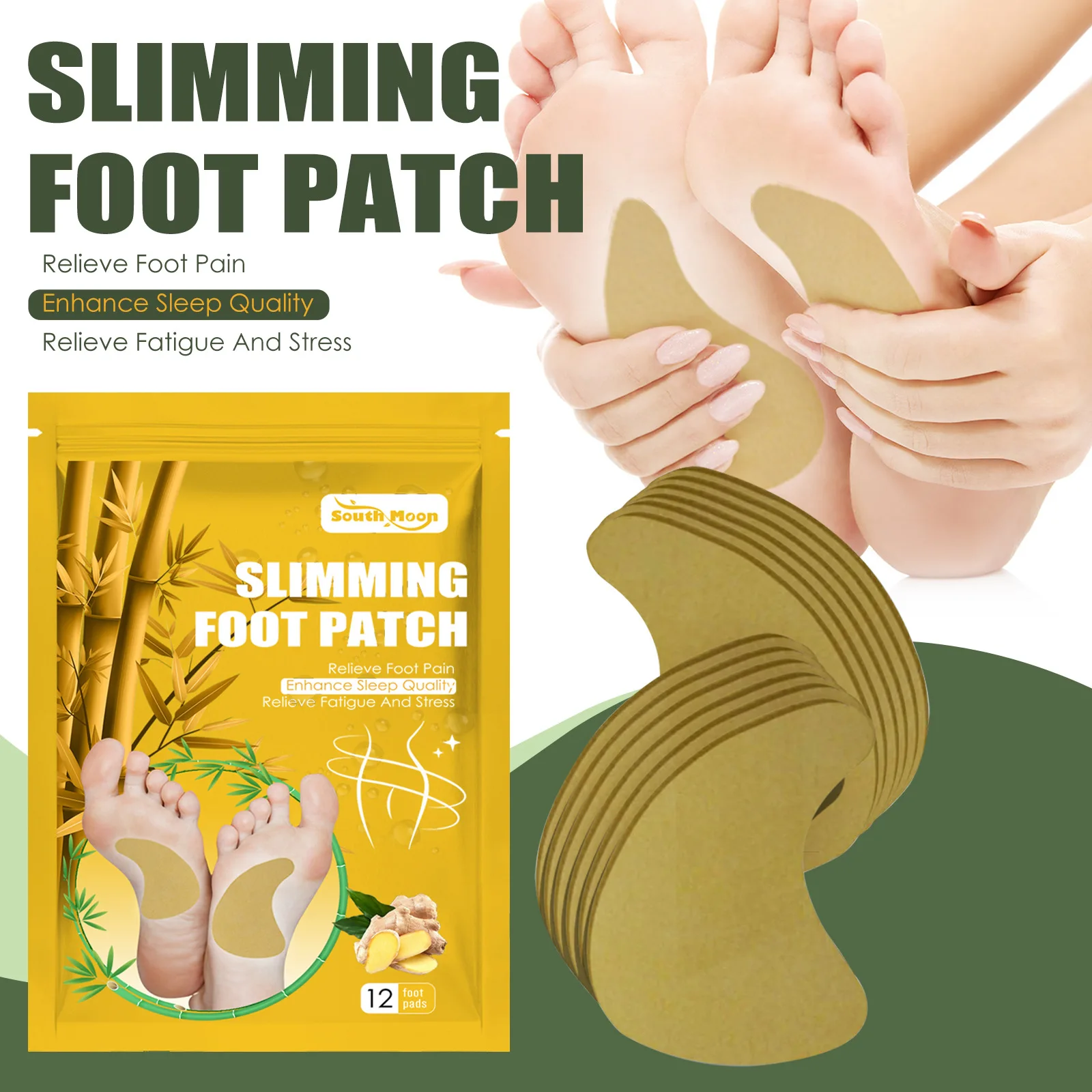 

12pcs Detox Foot Patches Slimming Natural Wormwood Body Cleansing Foot Pads Self Heating Patch Keep Joint Warm for Foot Care