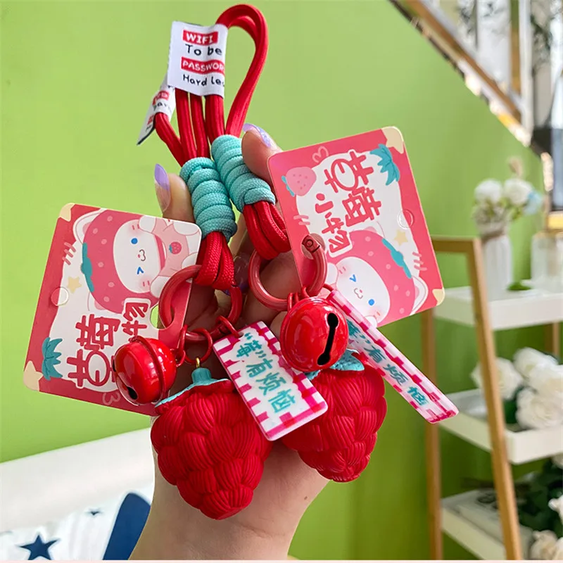 Resin Keychain Accessories Resin Strawberry Lanyard Keychains Women