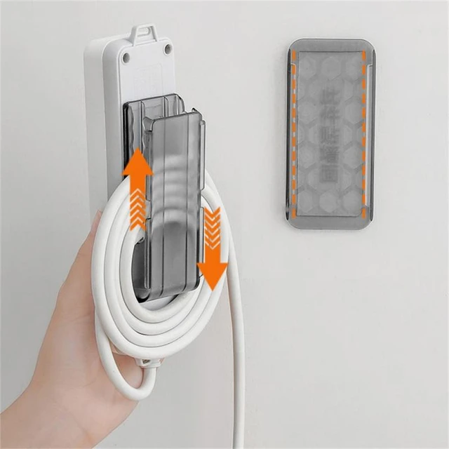 Fijador de enchufes de escritorio autoadhesivo, organizador de cables para  colgar en la pared, soporte de regleta, fijador de enchufes montado en la  pared, 4/2/1 piezas - AliExpress