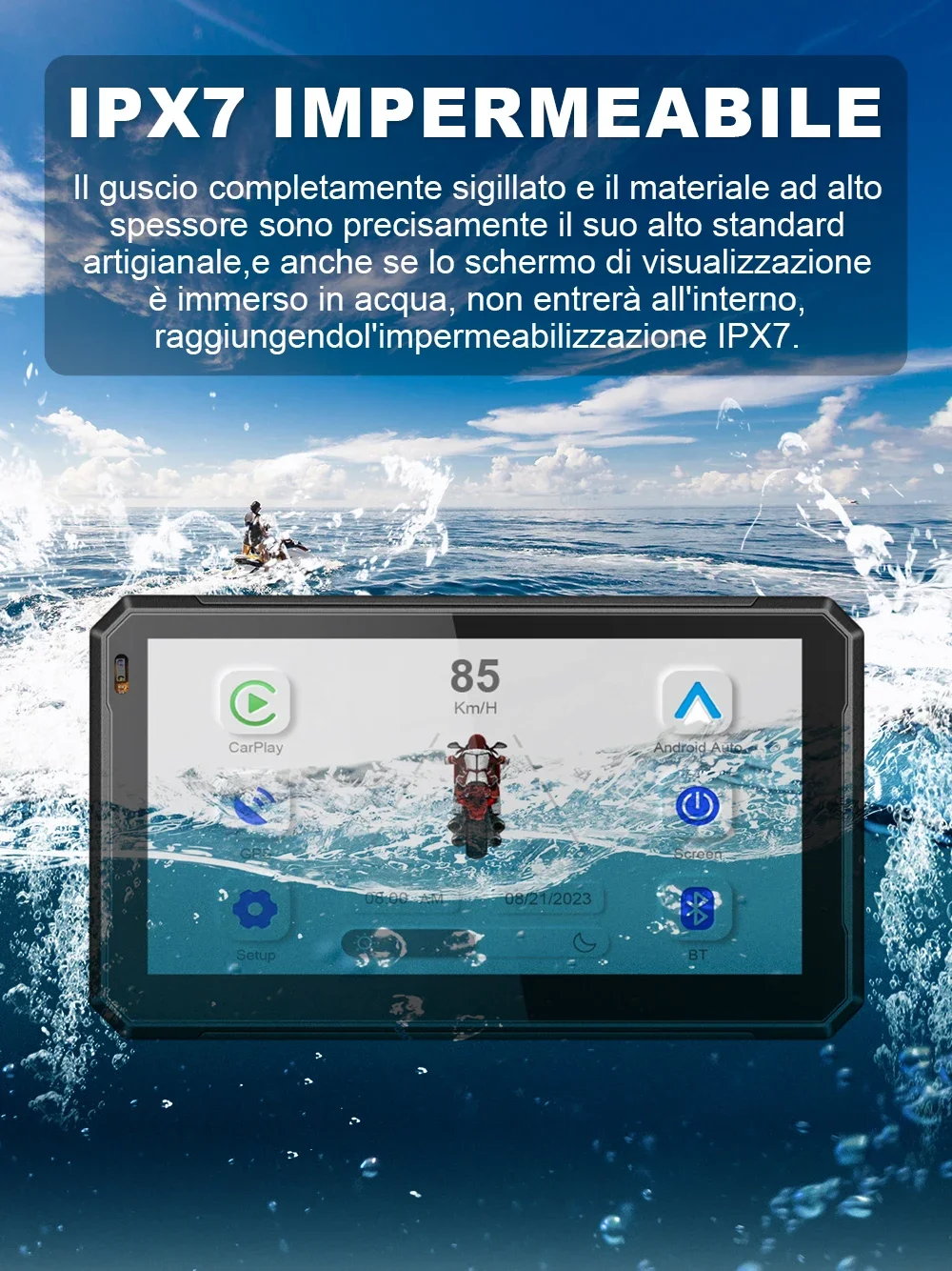 7 Inch GPS Navigator for Motorcycle CarPlay Para Moto Wireless Android Auto Waterproof Screen with Speed And Light Sensor