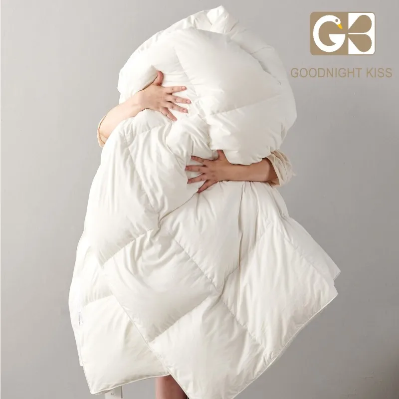 Curated visual reference: Luxury Penthouse Imported Duck Down Blankets Reference: Goodnight Kiss 100 White Duck Down Comforter Lightweight Spring Autumn