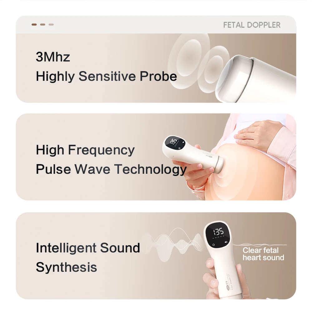 Ultrasound Doppler Fetal 3.0MHz Fetal Doppler Baby Sound Angelsound Monitor DSP Technology Pregnant Baby Heartbeat Data fetal heart rate monitor