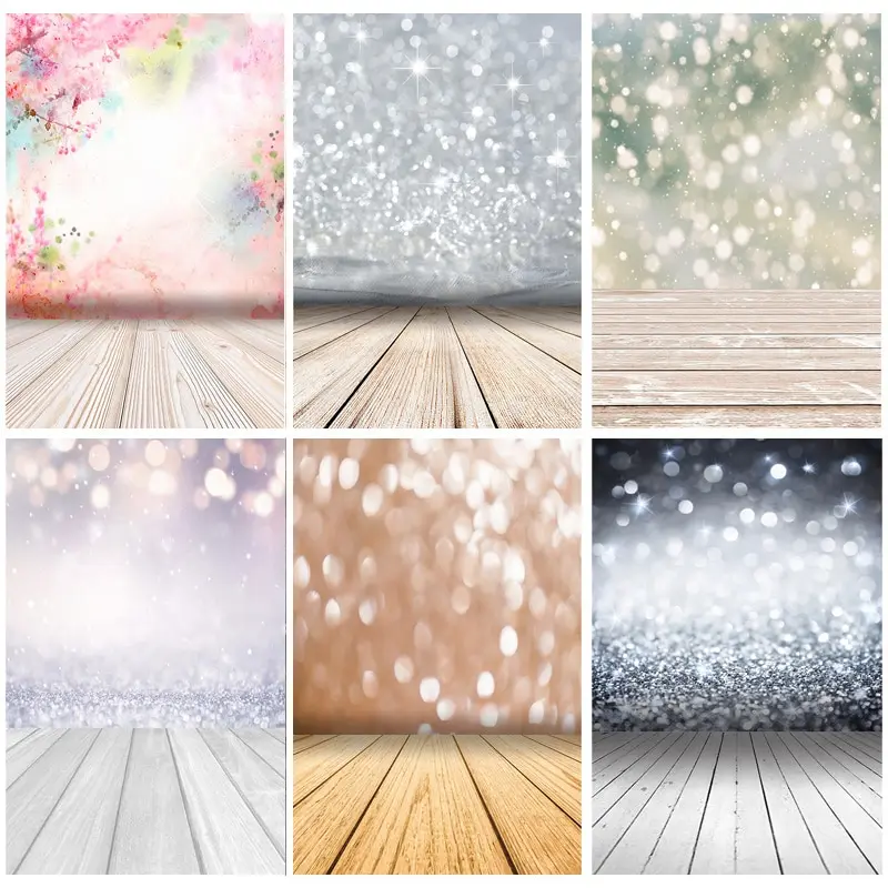 

SHUOZHIKE Art Fabric Light Spot Bokeh Glitter Wooden Floor Portrait Photography Backdrops Props Photo Studio Backgrounds LX-07