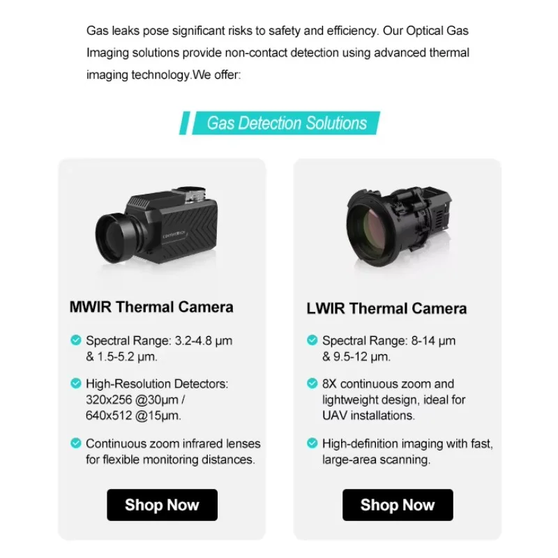 RJ45 320x256 MCT RJ45 MWIR Ethernet InSb Gas Detect Thermal Camera