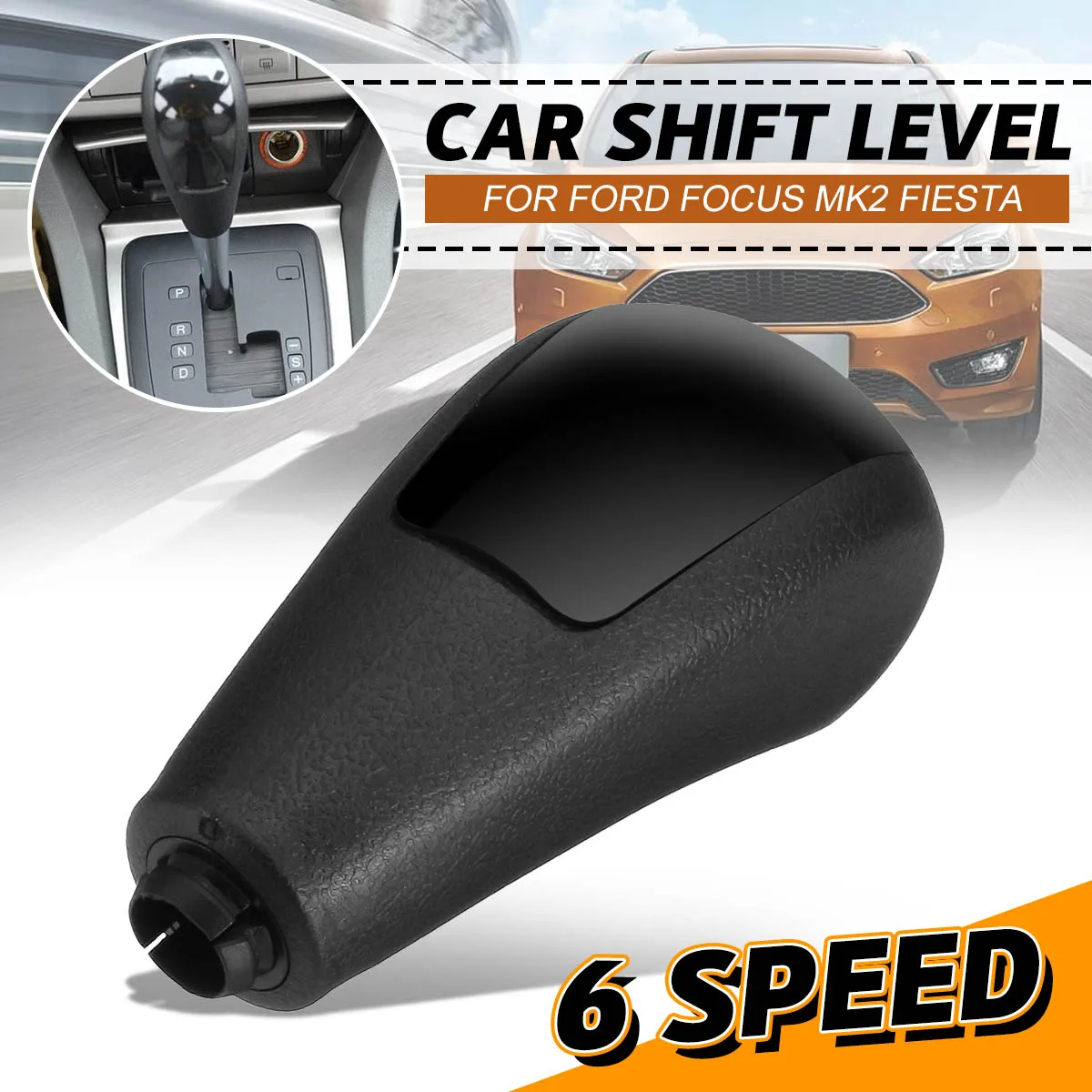 

6-скоростная кожаная ручка переключения передач для Ford Focus MK2 Fiesta 2005-2012, автоматическая искусственная черная 2011 2010