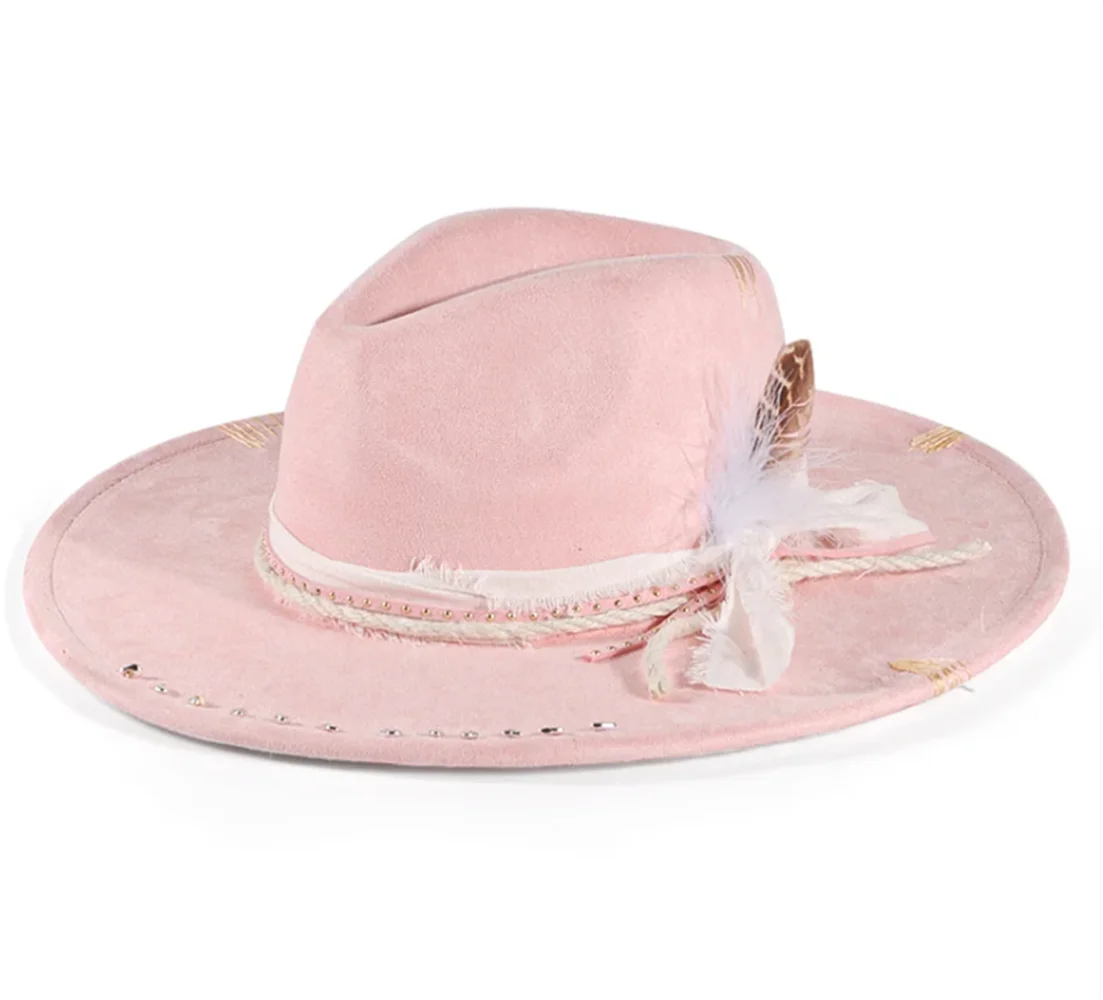 Retro Suede Fedora Hat for Women Men Feather Accessories Church Jazz Cap Panama Fashion Party Hats Autumn Fedora Hat Fashion Hat