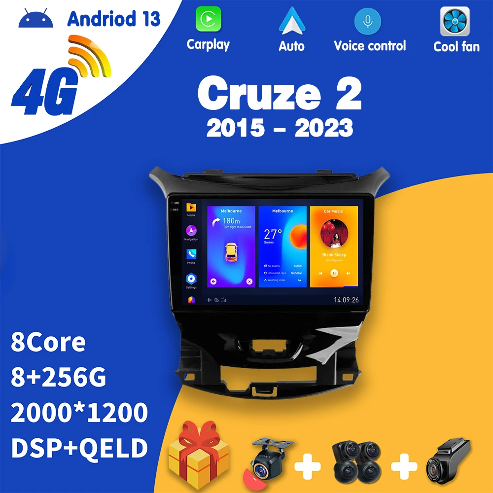 

Автомагнитола Carplay Android для Chevrolet Cruze 2 2015 - 2023 мультимедийный видеоплеер сенсорный экран навигация GPS Авто Стерео DVD