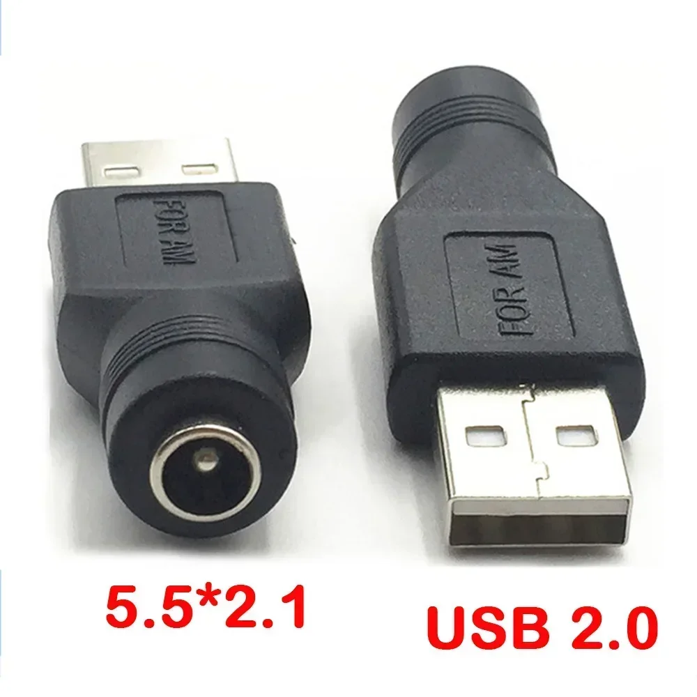10/1PCS DC 5.5 * 2.1MM Power Converter Plug DC Female To USB Male Female Adapter Plug for Laptop