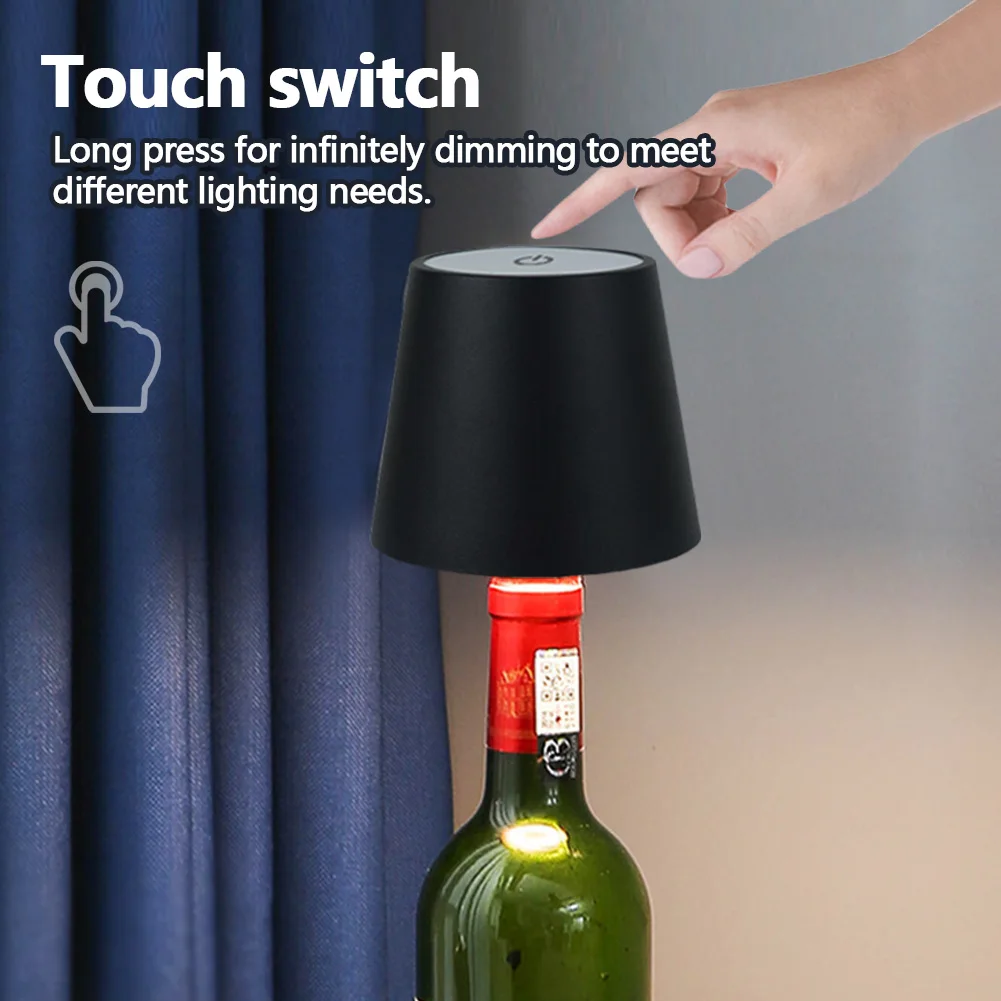 Wireless Wine Bottle Lamp Type-C Charging Touch Control Wine Bottle Light Dimming LED Table Lamp Bar Cafe Atmosphere Night Light 4