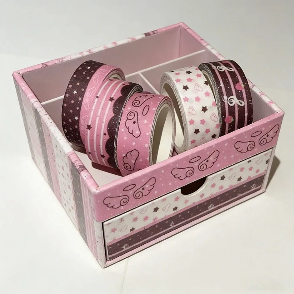 카와이 스파클링 러브 윙 조경 와시 테이프 저널 DIY 장식 마스킹 테이프 문구 스크랩북 용품 스티커