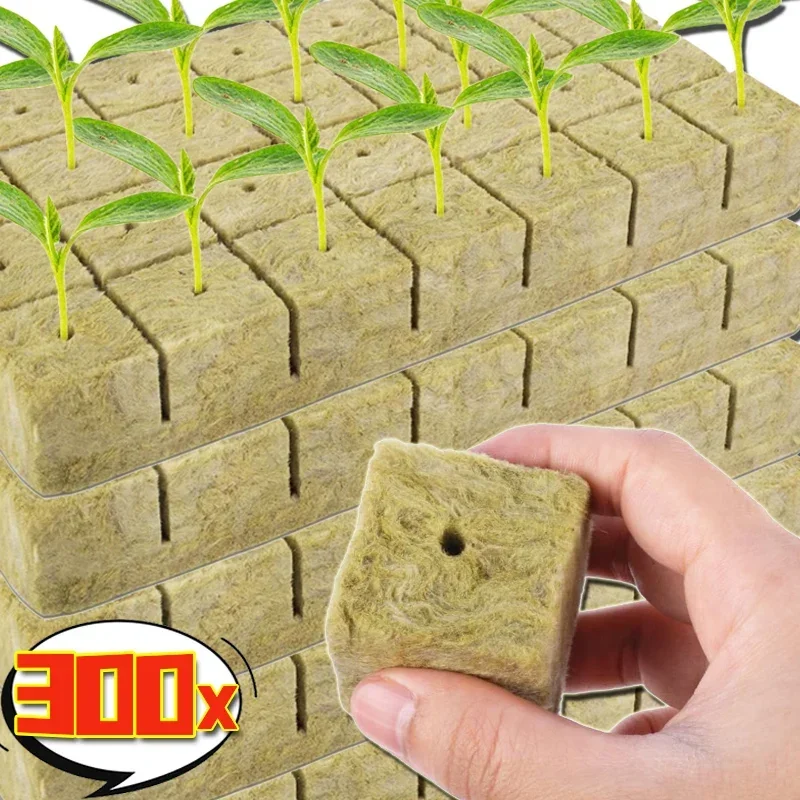 Hydroponic Grow Media Cubes 50/300PCS Planting Sponge Stone Wool Starter Plugs Hydroponic Grow Media Cubes Home Greenhouse Garden Supplies Seedling Block hydroponic grow media cubes,seed starter plugs