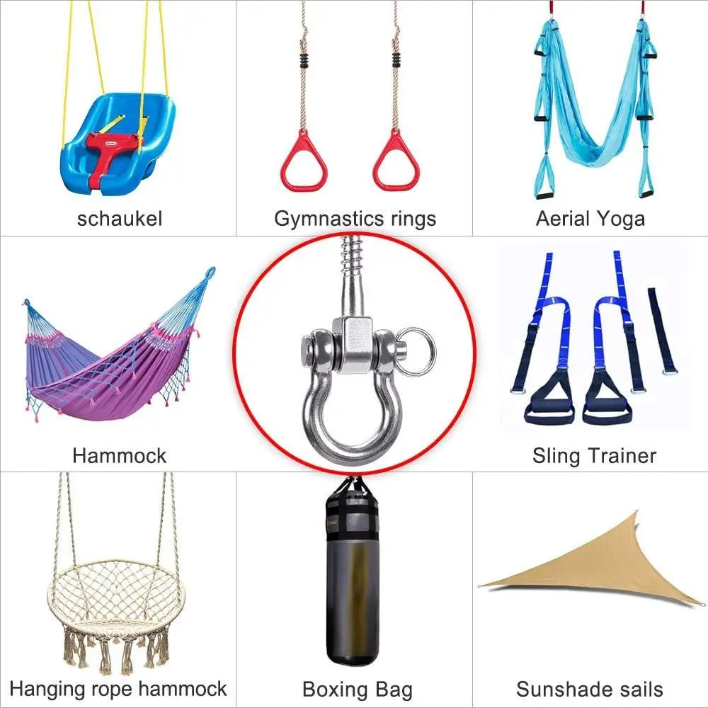 Gancio per amaca yoga HTMCK Tools Heavy Duty, gancio per sacco da sabbia, accessori per sedia sospesa per parco giochi, portico, amaca yoga - immagine 3