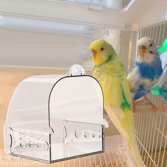 Pet Bird Bath Box No Leaks Bird Shower Box Bird Bathtub Caged Parrot Bathing Tub for Lovebirds Canary Budgie Budgerigar Finch
