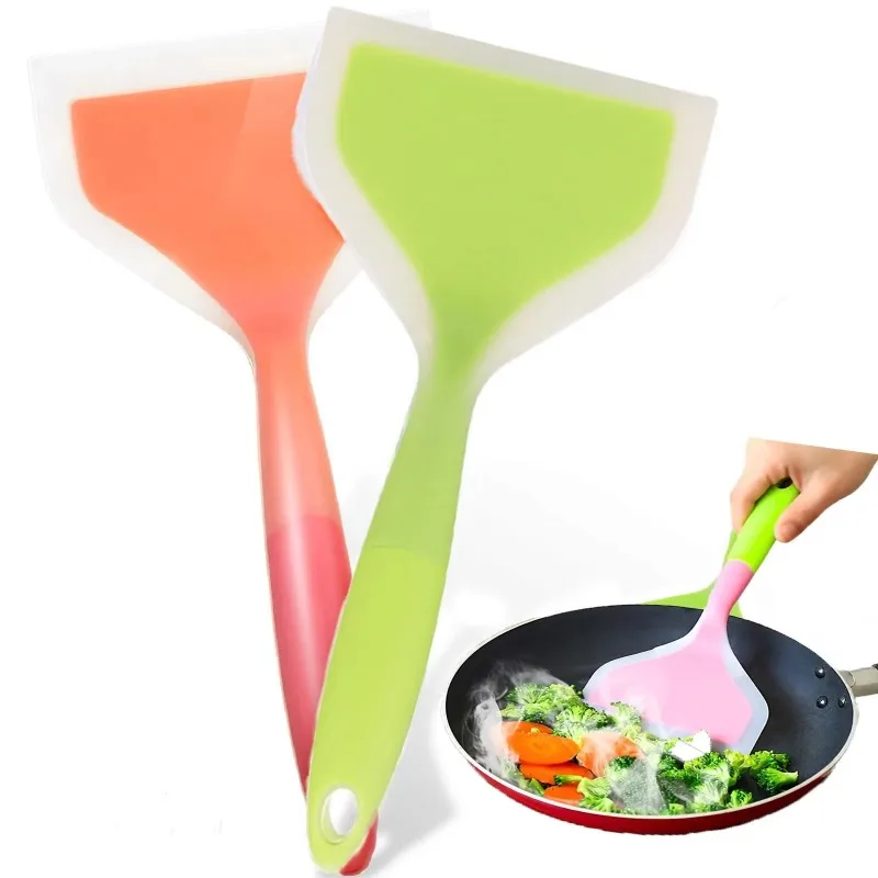 Silicone Wrapped Spatula, Durable Heat-Resistant Silicone Spatula, Pancakes Shovel Non-Stick Heat-Resistant Wide Flat Turner