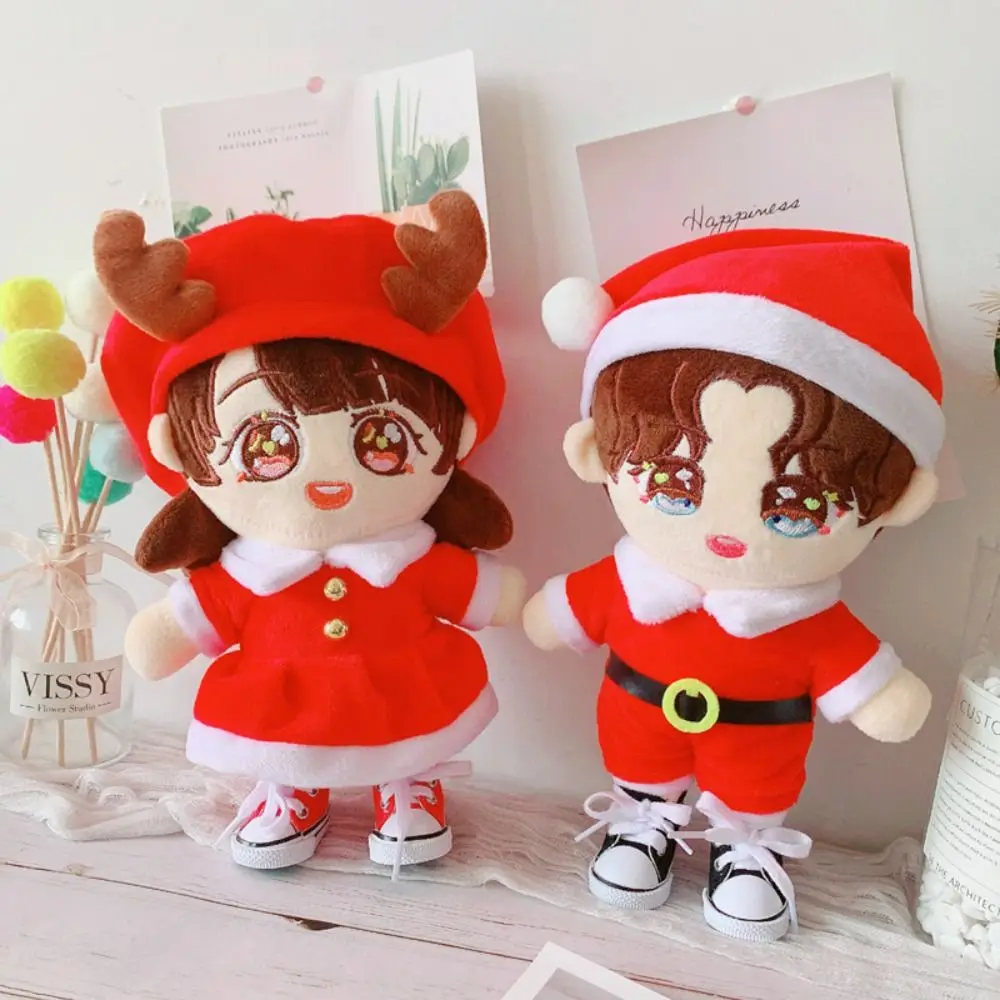 Cute Santa Claus Cotton Doll Dress Christmas Elk Idol Plush Doll Clothes Xmas Cotton Dolls Clothes 20CM Doll Plush Toys Clothing