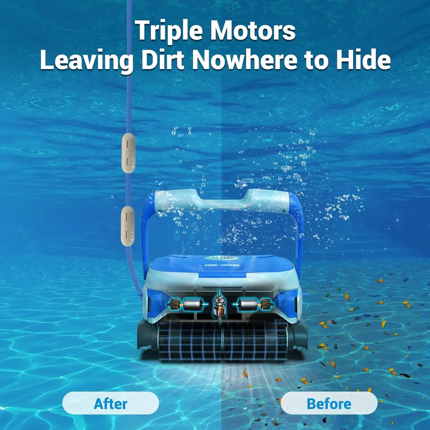 

Rock&Rocker Upgraded Powerful Automatic Pool Cleaner, Robotic Pool Vacuum Cleaner with Wall Climbing,