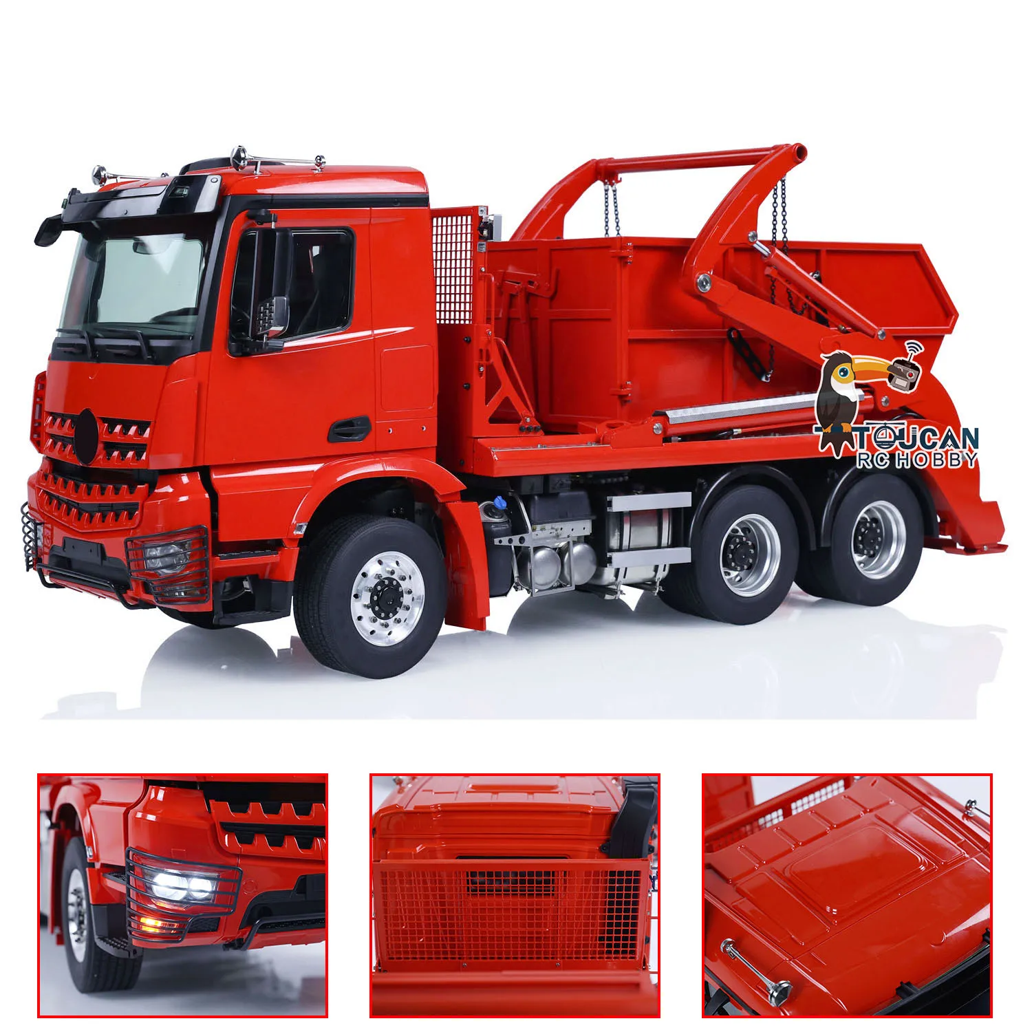 

1/14 VL18U K3363 RC Hydraulic Skip Loader 6*4 Metal Swing Arm Loaded Dumper Model 4-way Reversing Valves Lights Sounds THZH1748