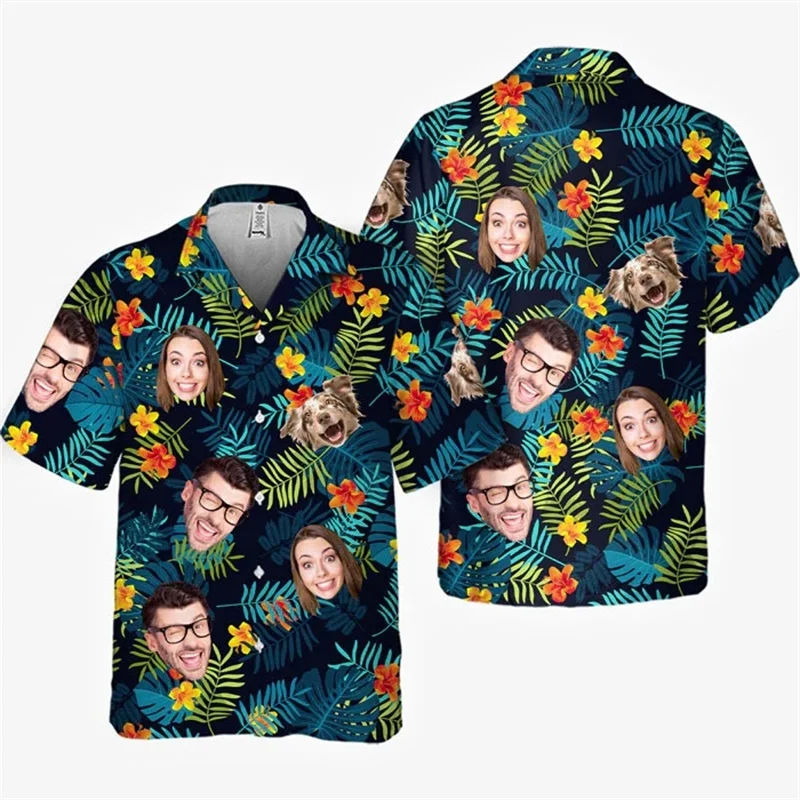 Full Print Photo Hawaii Shirts Family Personalized Face Unisex Hawaiian Beach Shirt Gift For Family Members hawaiian shirt
