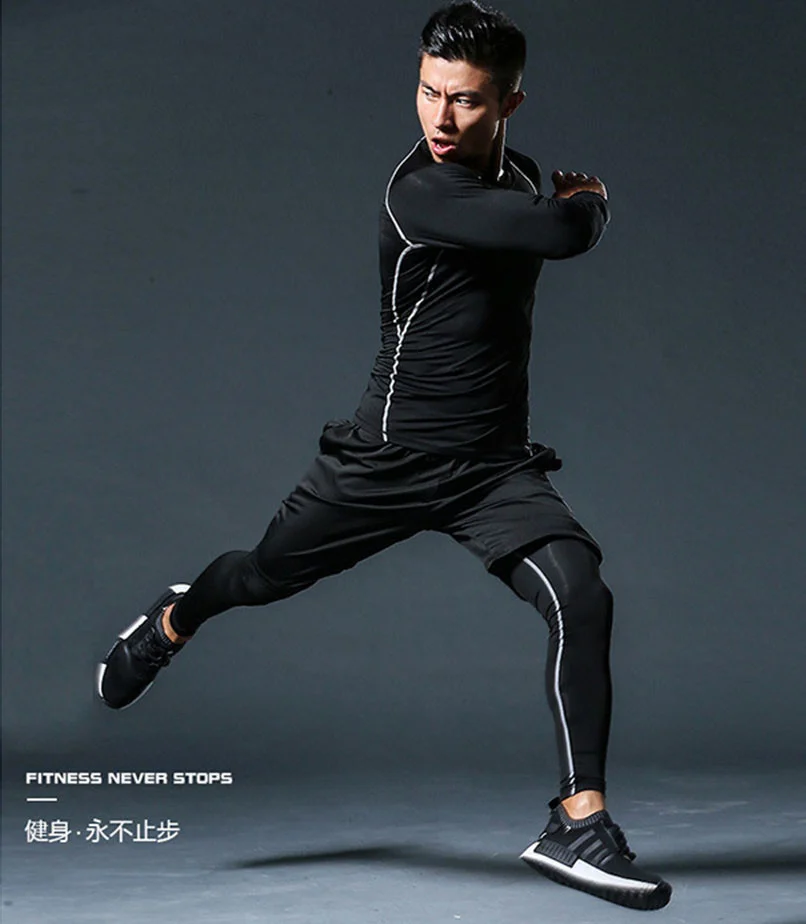 Men Sportswear Compression Sport Suits Quick Dry Running Sets Clothes Sports Joggers Training Gym Fitness Tracksuits Running Set