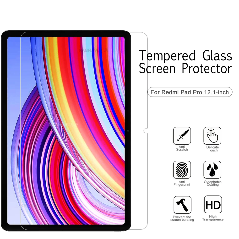 1-2 Pieces HD Oil-coating Screen Protector Tempered Glass For Xiaomi Redmi Pad Pro 12.1-inch Scratch Proof Tablet Film 3