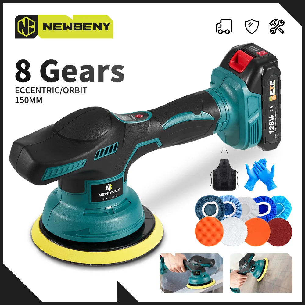 NEWBENY Cordless Electric Car Polisher 150mm 8 Gear Adjustment Car Polishing Auto Waxing Rotary Tool For 18V-21V Battery car polisher cordless car polisher electric polisher