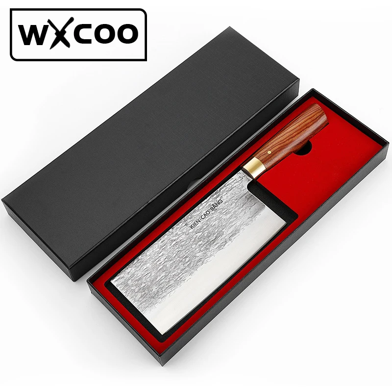 Professional Kitchen Chef Knife Hand Forged Steel Meat Vegetables Slicing Knife Wide Blade Butcher Cleaver with Gift Box