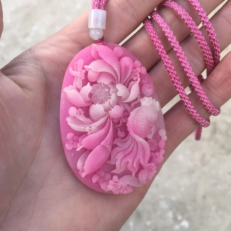 Peach Blossom Jade Natural Opal Sweater Chain Women Fashion Pendant Jewelry
