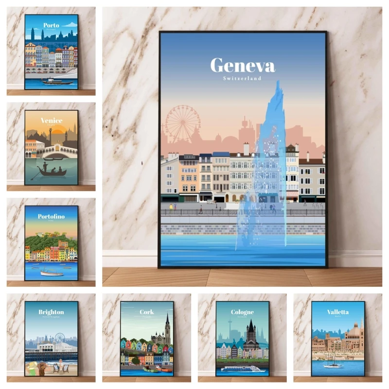 

Anime Character Pictures Travel to Venice Hanging Poster Toys Modern Home Modular Prints Birthday Gifts Classic Wall Decoration