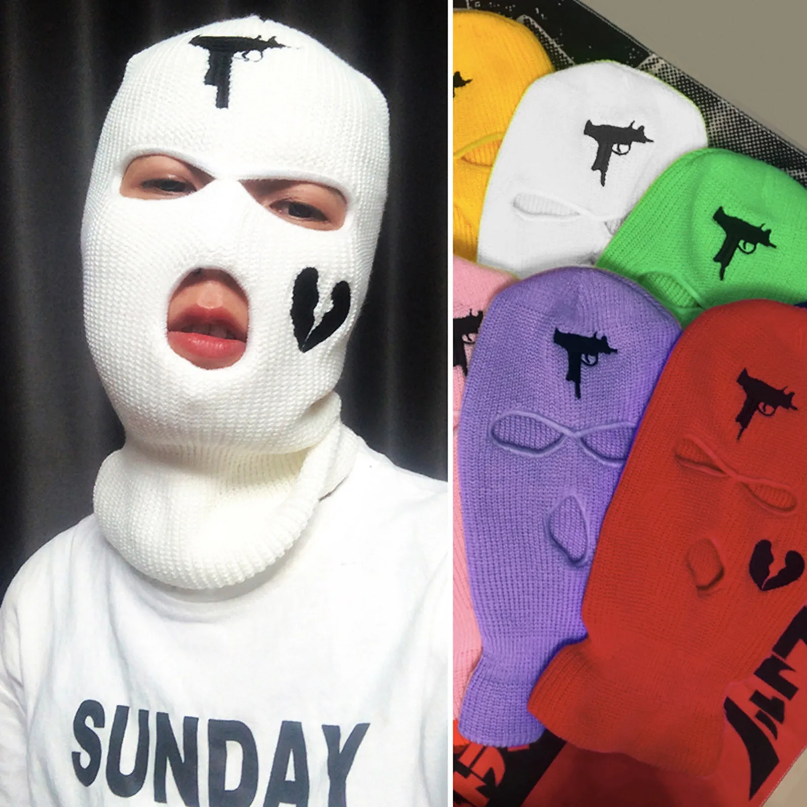 

Balaclava Army Tactical Mask 3 Hole Full Face Mask Ski Winter Hat Halloween Party Balaclava Cycling Mask Limited Embroidery L*5