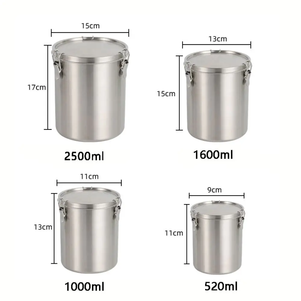 520/1000/1600/2500ml Stainless Steel Storage Tank with Scale Leak-Proof Food Storage Containers Sealed Airtight storage tank
