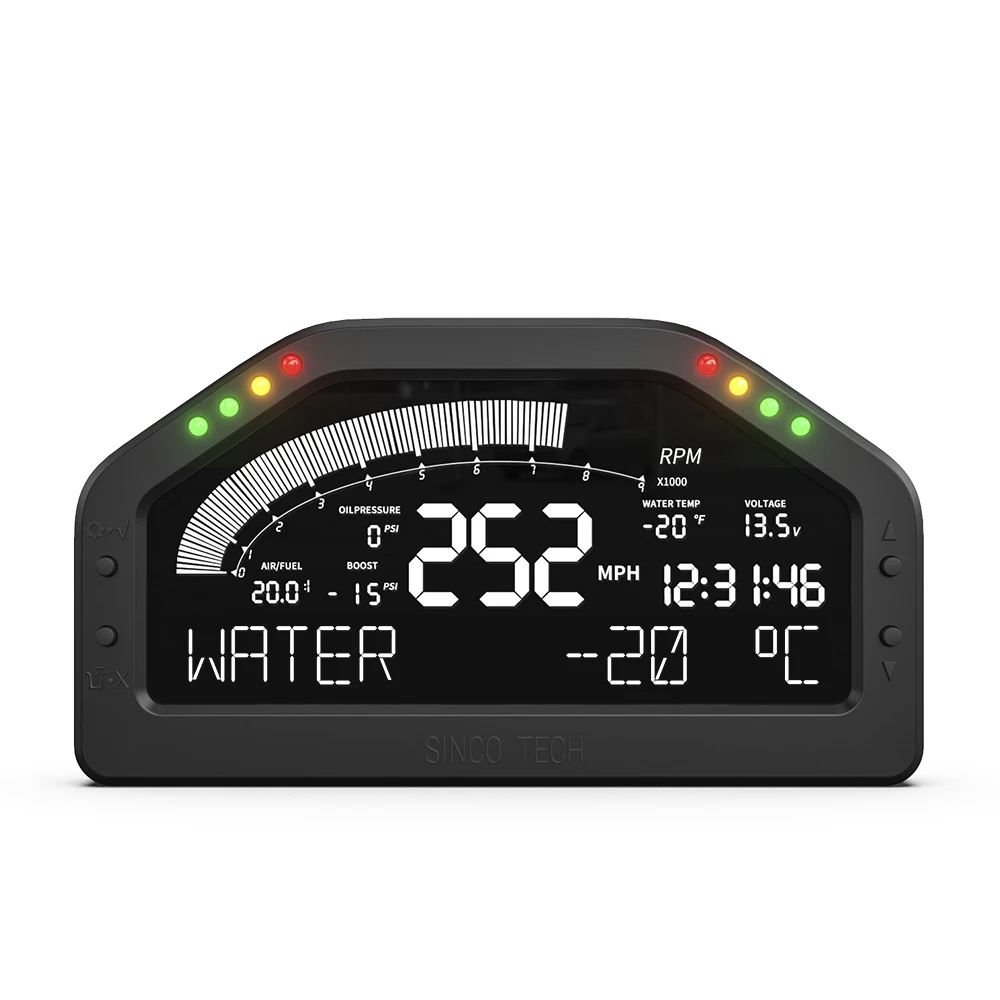 방수 7 색 LCD 디지털 타코미터 게이지 12V 자동차 경주 다기능 대시 보드 랠리 자동차 용 블루투스 호환 (DO922)